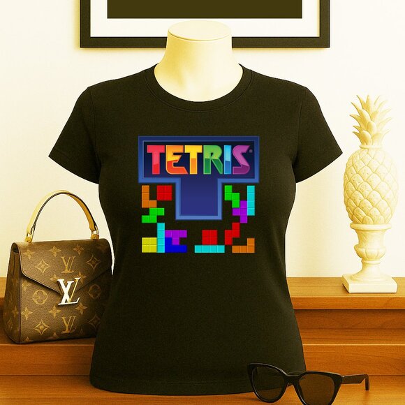 Tetris Brick Game Retro Classic Graphic Tee Shirt - Picture 2 of 4